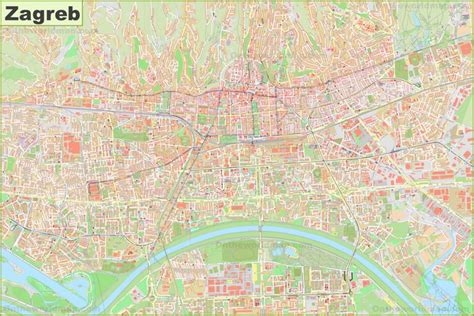 Large detailed map of Zagreb .
